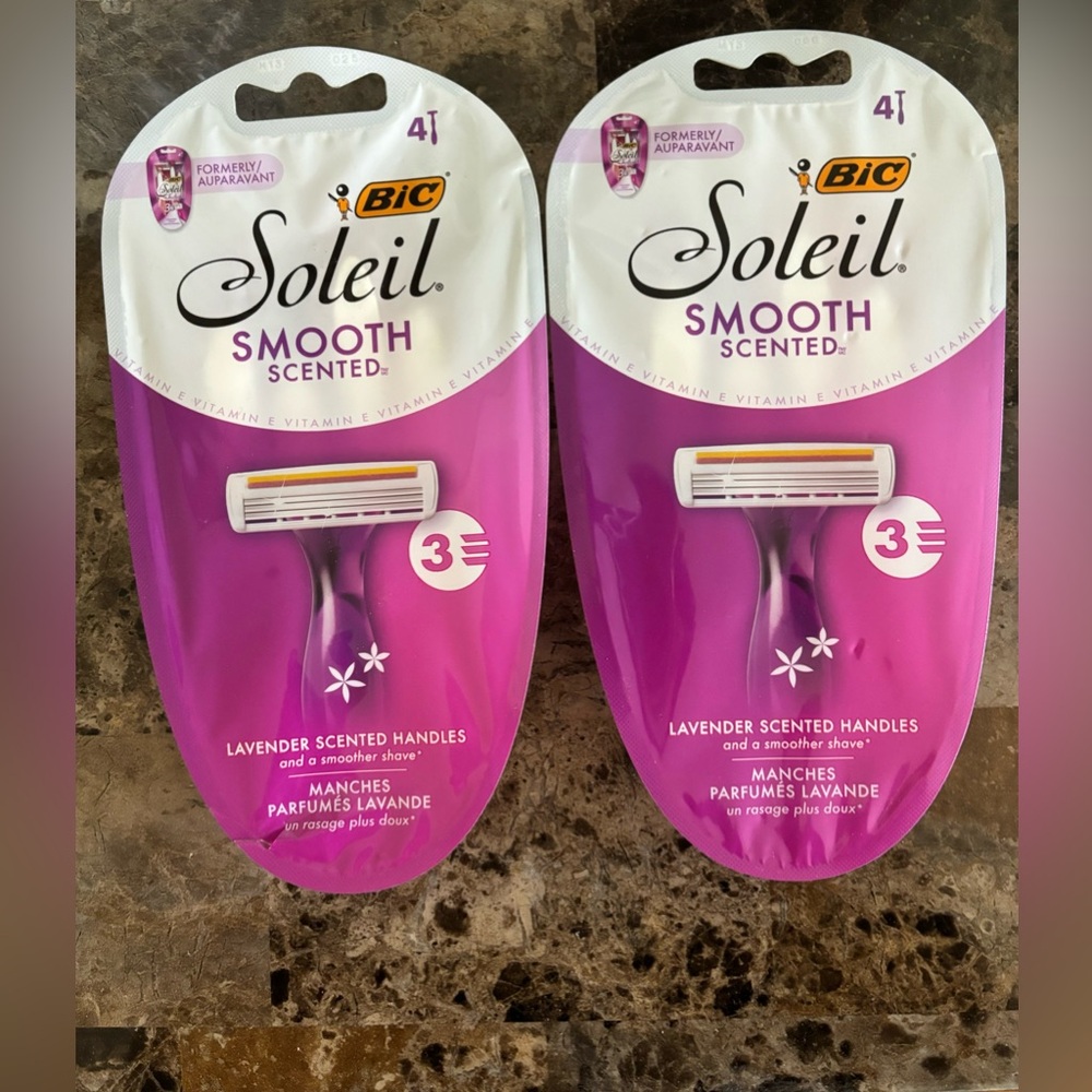 Bic Soleil Smooth Razors Lavender Handles 4 Pack Lot of 2 Personalcare New